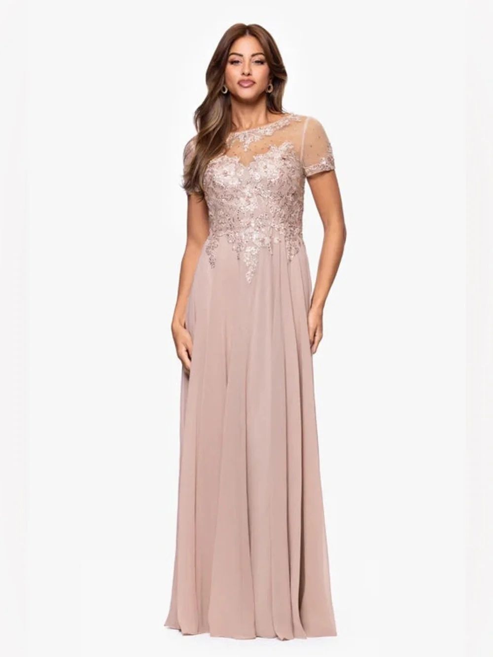 Xscape Evenings Pink size 18 Angelica Long Chiffon Lace Evening Gown Dress